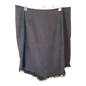 Vintage Un Deux Trois Black Fringe Midi Skirt